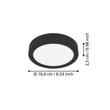 Eglo - LED Stropné svietidlo LED/7,5W/230V 2700/4000/6500K pr. 16,6 cm čierne