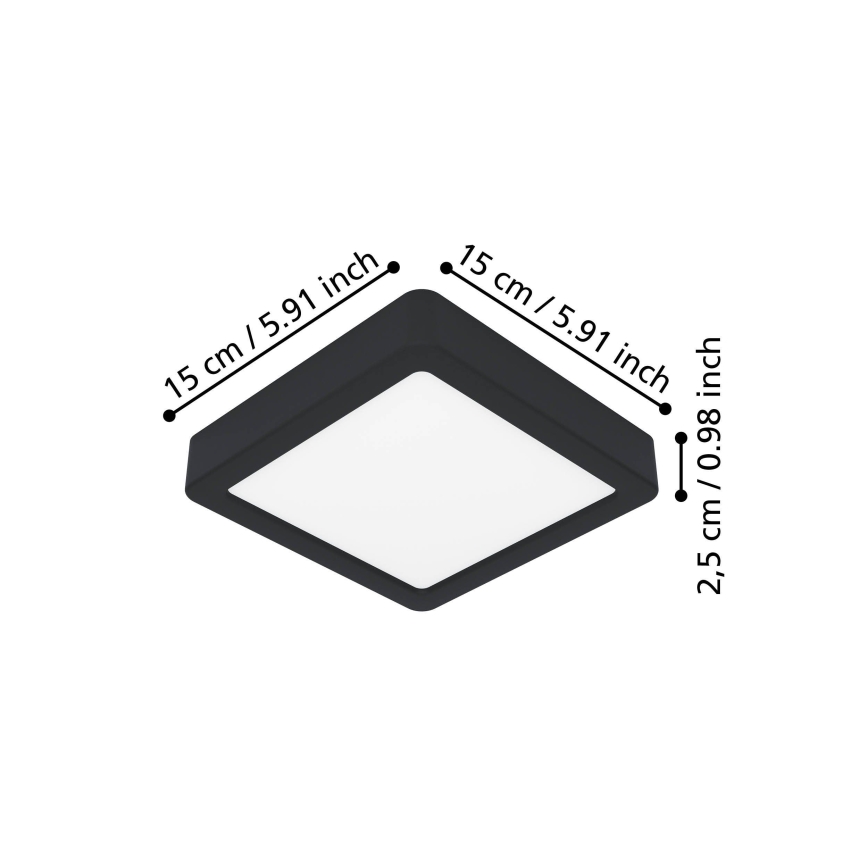 Eglo - LED Stropné svietidlo LED/7W/230V 2700/4000/6500K 15x15cm čierna