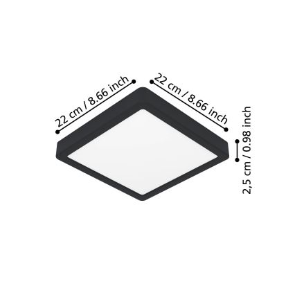 Eglo - LED stropné svietidlo LED/10,5W/230V 2700/4000/6500K 22x22cm čierne