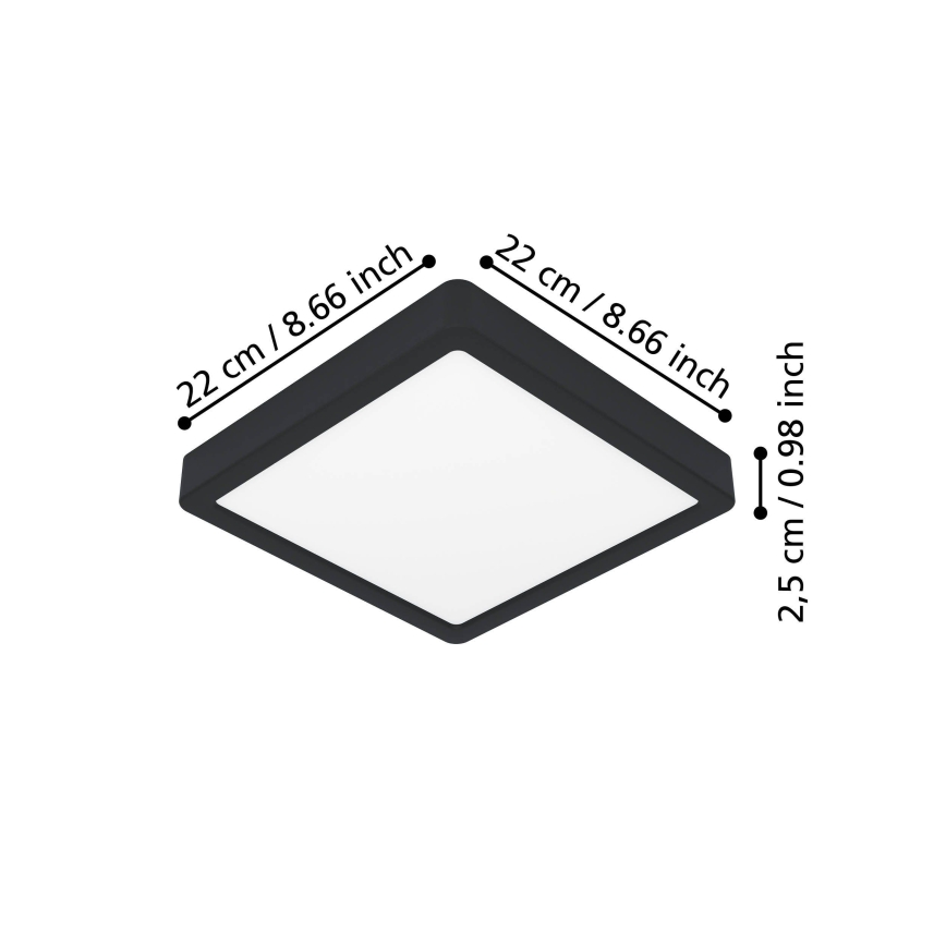 Eglo - LED stropné svietidlo LED/10,5W/230V 2700/4000/6500K 22x22cm čierne