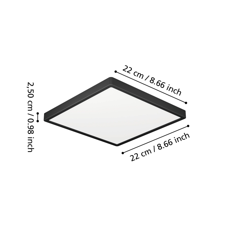Eglo - LED kúpeľňové stropné svietidlo LED/10,5W/230V 2700/4000/6500K 22x22 cm IP44 čierne