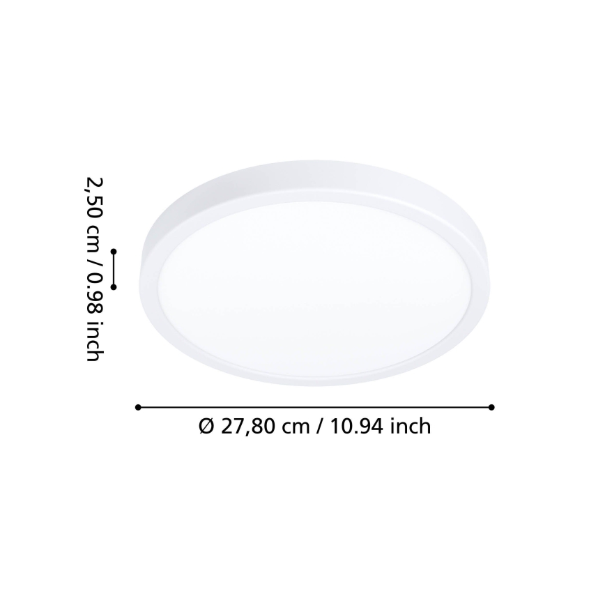 Eglo – LED stropné svietidlo do kúpeľne, 14,2 W, 230 V, Ø 27,8 cm, IP44, biela