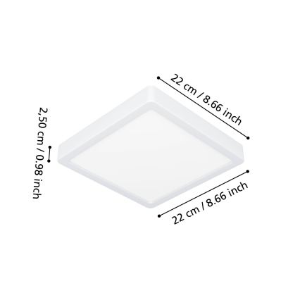 Eglo - LED kúpeľňové stropné svietidlo LED/10,5W/230V 2700/4000/6500K 22x22 cm IP44 biele