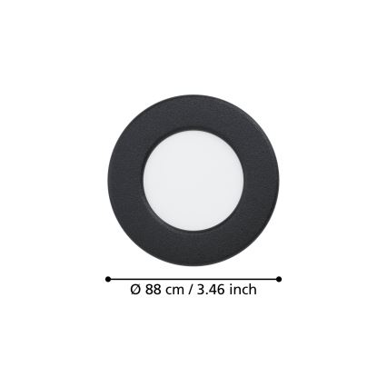 Eglo - LED podhľadové svietidlo, 3,7 W, 230 V, 2700/4000/6500 K, pr. 8,8 cm, čierne