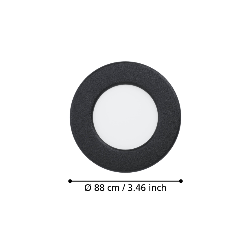 Eglo - LED podhľadové svietidlo, 3,7 W, 230 V, 2700/4000/6500 K, pr. 8,8 cm, čierne