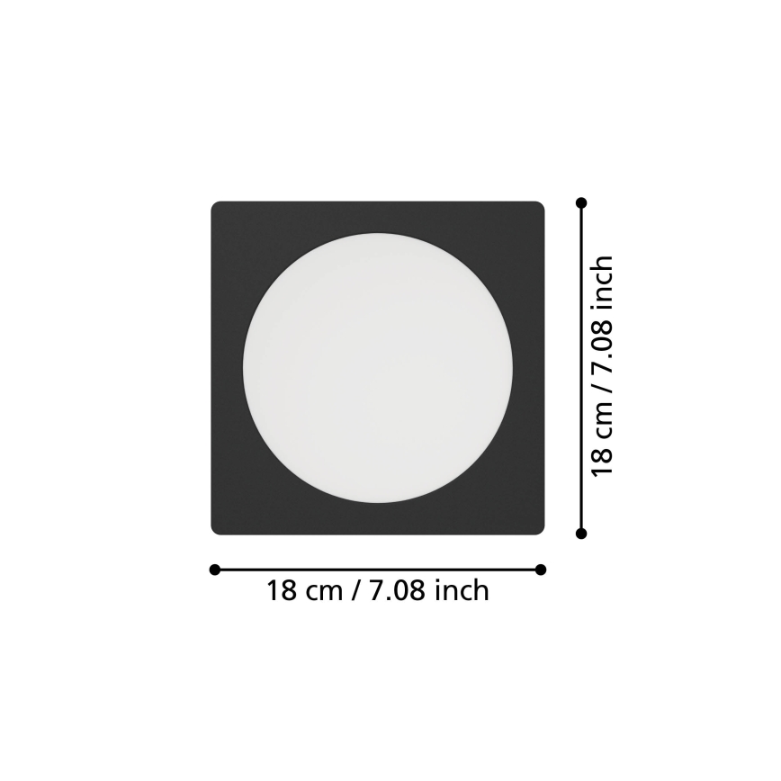 Eglo - LED zapustené svietidlo LED/10,5W/230V 2700/4000/6500K 16,6x16,6 cm čierne