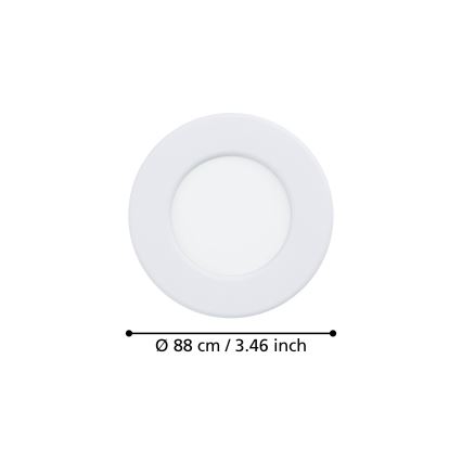Eglo - LED kúpeľňové podhľadové svietidlo LED/3,7W/230V 2700/4000/6500K pr. 8,8 cm IP44 biela