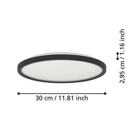 Eglo - LED Kúpeľňové stropné svietidlo LED/13,9W/230V 2700/4000/6500K pr. 30 cm IP44 čierna