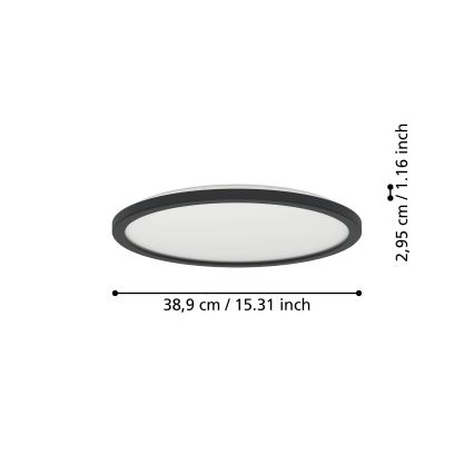 Eglo - LED Kúpeľňové stropné svietidlo LED/18,5W/230V 2700K/4000K/6500K pr. 38,9 cm IP44 čierna