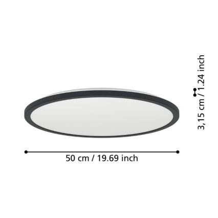 Eglo - LED Kúpeľňové stropné svietidlo LED/16,8W/230V 2700/4000/6500K pr. 50 cm IP44 čierna