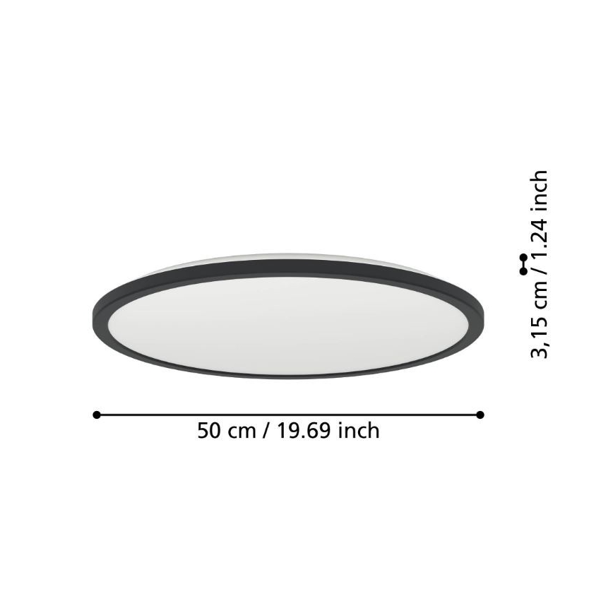 Eglo - LED Kúpeľňové stropné svietidlo LED/16,8W/230V 2700/4000/6500K pr. 50 cm IP44 čierna