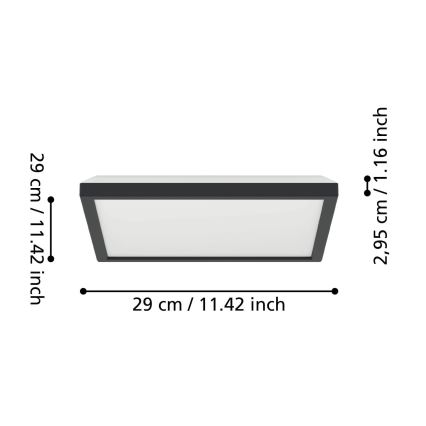 Eglo - LED Kúpeľňové stropné svietidlo LED/13,4W/230V 2700/4000/6500K 29x29 cm IP44 čierna
