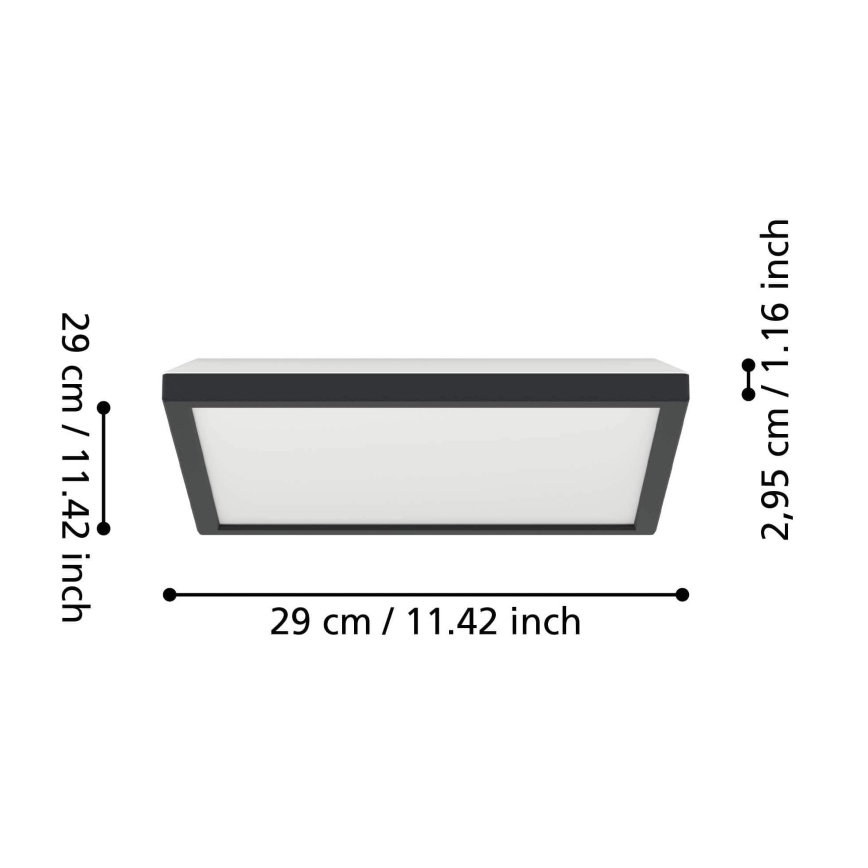 Eglo - LED Kúpeľňové stropné svietidlo LED/13,4W/230V 2700/4000/6500K 29x29 cm IP44 čierna