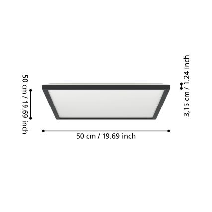 Eglo - LED Kúpeľňové stropné svietidlo LED/17W/230V 2700/4000/6500K 50x50 cm IP44 čierna