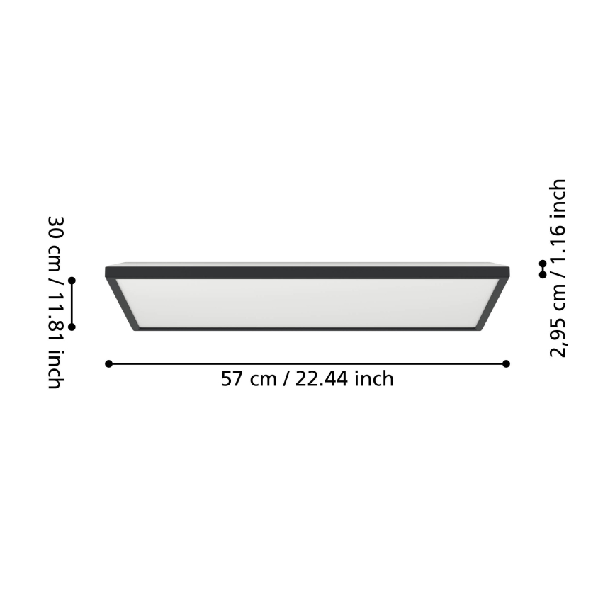 Eglo - LED Kúpeľňové stropné svietidlo LED/17,2W/230V 2700/4000/6500K 30x57 cm IP44 čierna