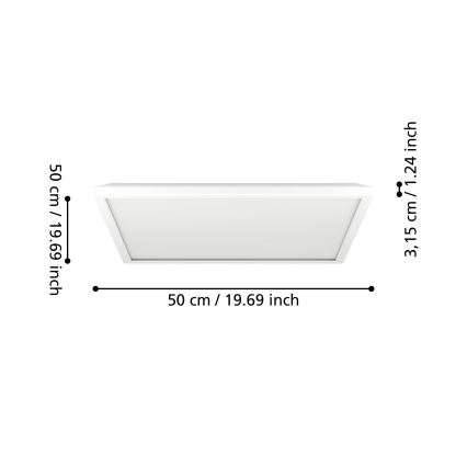 Eglo - LED Kúpeľňové stropné svietidlo LED/17W/230V 2700/4000/6500K 50x50 cm IP44 biela