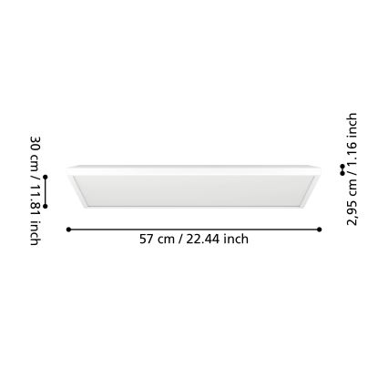 Eglo - LED Kúpeľňové stropné svietidlo LED/17,2W/230V 2700/4000/6500K 30x57 cm IP44 biela