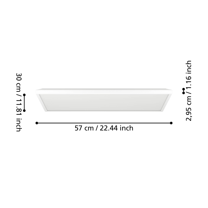 Eglo - LED Kúpeľňové stropné svietidlo LED/17,2W/230V 2700/4000/6500K 30x57 cm IP44 biela