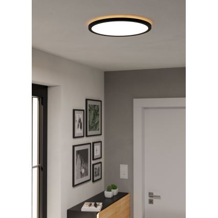 Eglo - LED Stmievateľné kúpeľňové stropné svietidlo LED/18,5W/230V 2700-6500K pr. 38,9 cm IP44 čierna + diaľkové ovládanie