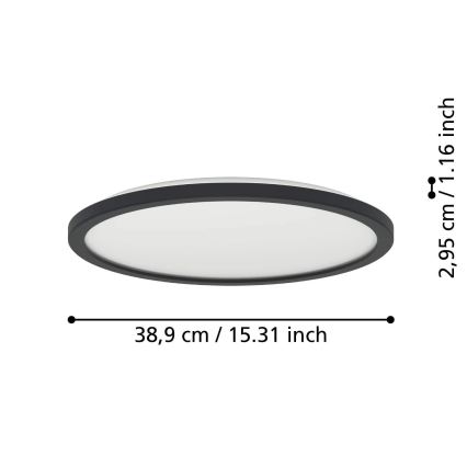 Eglo - LED Stmievateľné kúpeľňové stropné svietidlo LED/18,5W/230V 2700-6500K pr. 38,9 cm IP44 čierna + diaľkové ovládanie