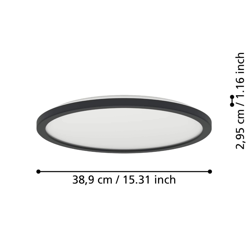 Eglo - LED Stmievateľné kúpeľňové stropné svietidlo LED/18,5W/230V 2700-6500K pr. 38,9 cm IP44 čierna + diaľkové ovládanie
