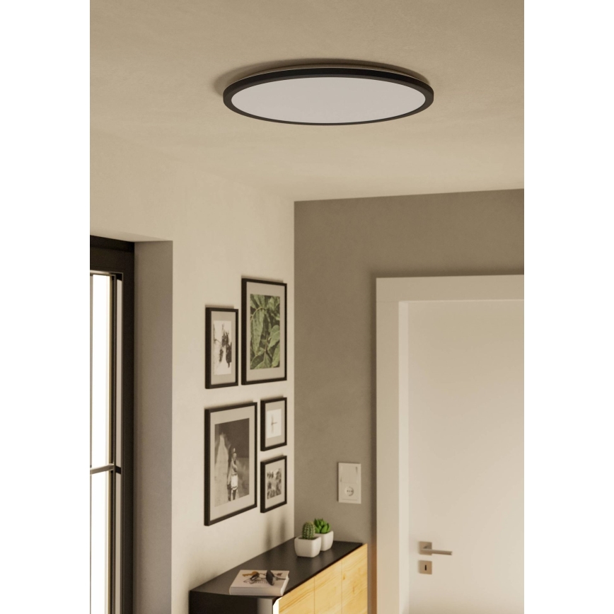 Eglo - LED Stmievateľné kúpeľňové stropné svietidlo LED/16,8W/230V 2700-6500K pr. 50 cm IP44 čierna + diaľkové ovládanie