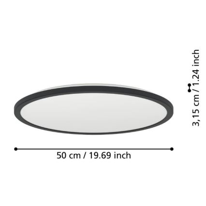 Eglo - LED Stmievateľné kúpeľňové stropné svietidlo LED/16,8W/230V 2700-6500K pr. 50 cm IP44 čierna + diaľkové ovládanie