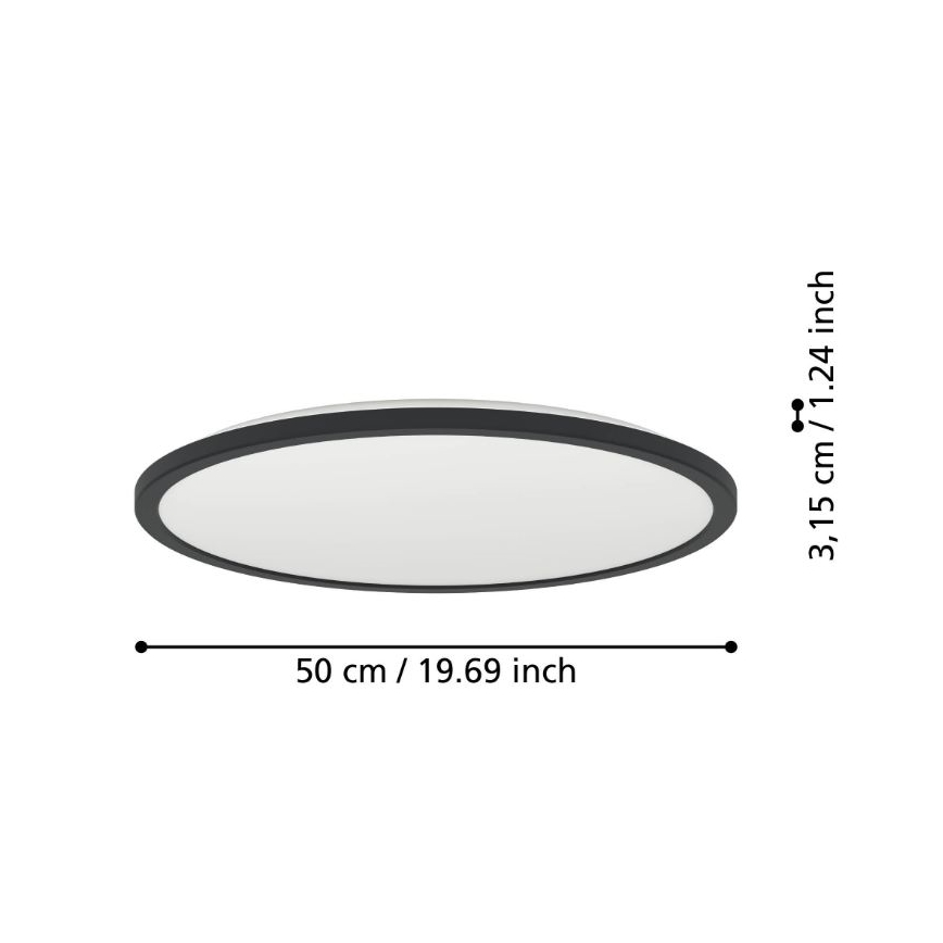 Eglo - LED Stmievateľné kúpeľňové stropné svietidlo LED/16,8W/230V 2700-6500K pr. 50 cm IP44 čierna + diaľkové ovládanie