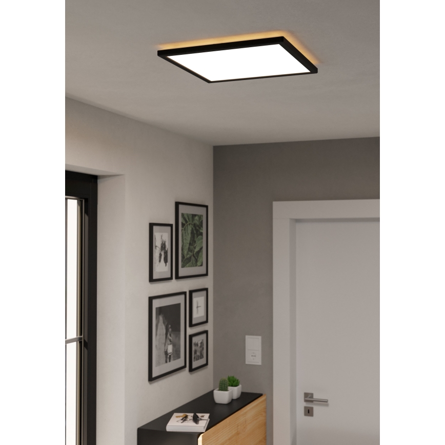 Eglo - LED Stmievateľné kúpeľňové stropné svietidlo LED/17,6W/230V 2700-6500K 39x39 cm IP44 čierna + diaľkové ovládanie