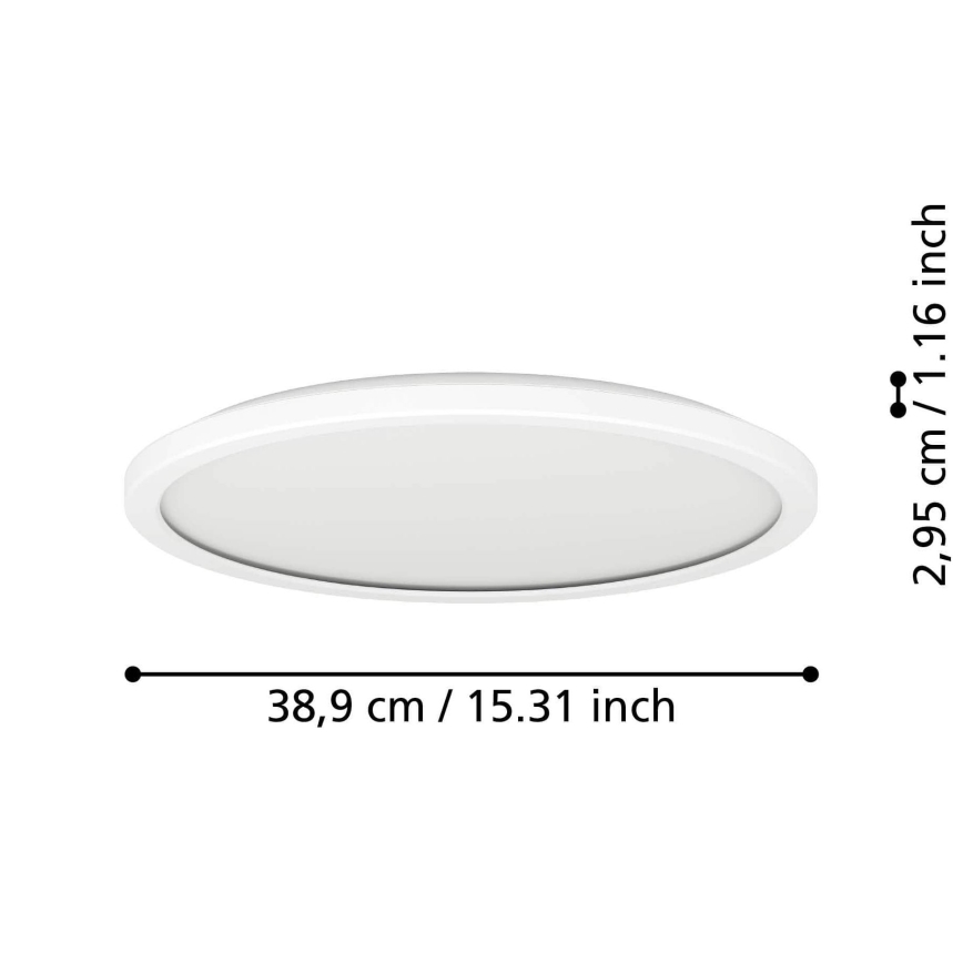 Eglo - LED Stmievateľné kúpeľňové stropné svietidlo LED/18,5W/230V 2700-6500K pr. 38,9 cm IP44 biela + diaľkové ovládanie