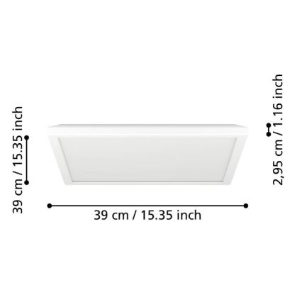 Eglo - LED Stmievateľné kúpeľňové stropné svietidlo LED/17,6W/230V 2700-6500K 39x39 cm IP44 biela + diaľkové ovládanie