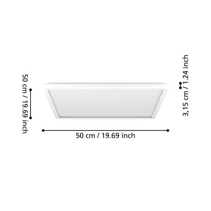 Eglo - LED Stmievateľné kúpeľňové stropné svietidlo LED/17W/230V 2700-6500K 50x50 cm IP44 biela + diaľkové ovládanie
