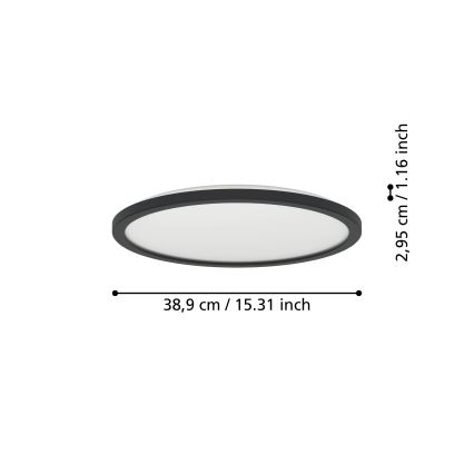 Eglo - LED RGBW Stmievateľné kúpeľňové stropné svietidlo LED/18,5W/230V 2700-6500K pr.38,9cm IP44 čierna ZigBee