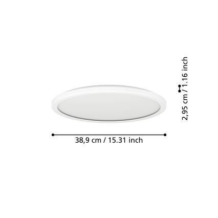 Eglo - LED RGBW Stmievateľné kúpeľňové stropné svietidlo LED/18,5W/230V 2700-6500K pr.38,9cm IP44 biela ZigBee