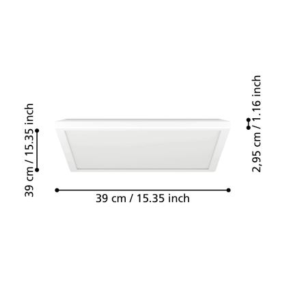 Eglo - LED RGBW Stmievané kúpeľňové stropné svietidlo LED/17,6W/230V 2700-6500K 39x39 cm IP44 biela ZigBee