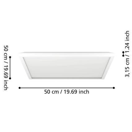 Eglo - LED RGBW Stmievateľné kúpeľňové stropné svietidlo LED/17W/230V 2700-6500K 50x50 cm IP44 biela ZigBee