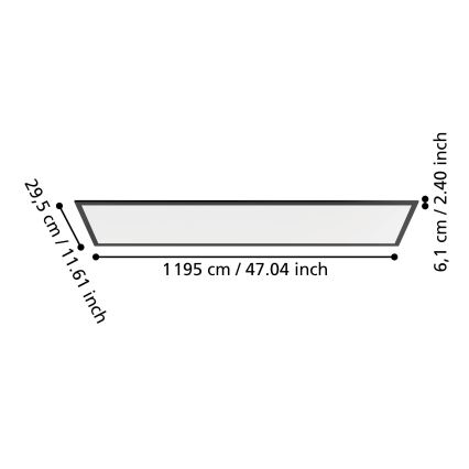 Eglo - LED prisadený panel LED/33W/230V 2700/4000/6500K 120x30 cm čierny