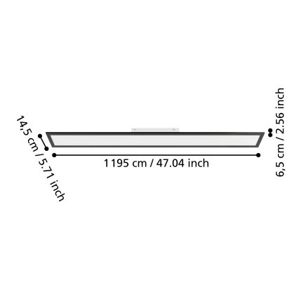Eglo - LED Prisadený panel LED/28W/230V 2700/4000/6500K 120x15 cm čierna