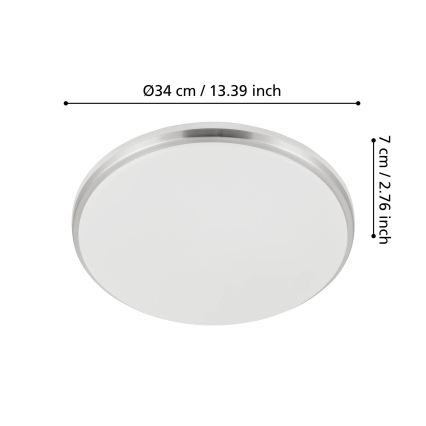 Eglo - LED kúpeľňové stropné svietidlo LED/18W/230V 3000/4000/6500K priemer 34 cm IP54 matný chróm