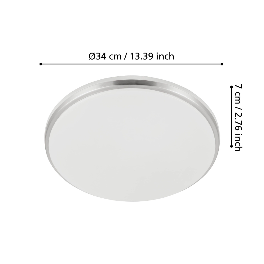 Eglo - LED kúpeľňové stropné svietidlo LED/18W/230V 3000/4000/6500K priemer 34 cm IP54 matný chróm