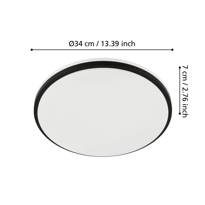 Eglo - LED kúpeľňové stropné svietidlo LED/18W/230V 3000/4000/6500K pr. 34 cm IP54 čierne