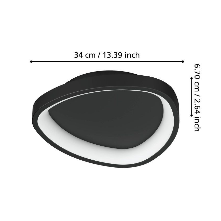 Eglo - LED Stmievateľné stropné svietidlo LED/12W/230V 2700-6500K čierna + diaľkové ovládanie