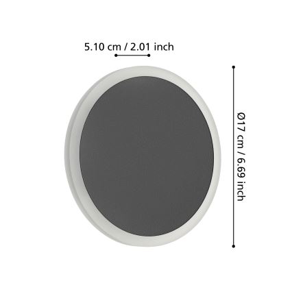Eglo - LED Nástenné svietidlo LED/12W/230V 3000K pr. 17 cm čierna