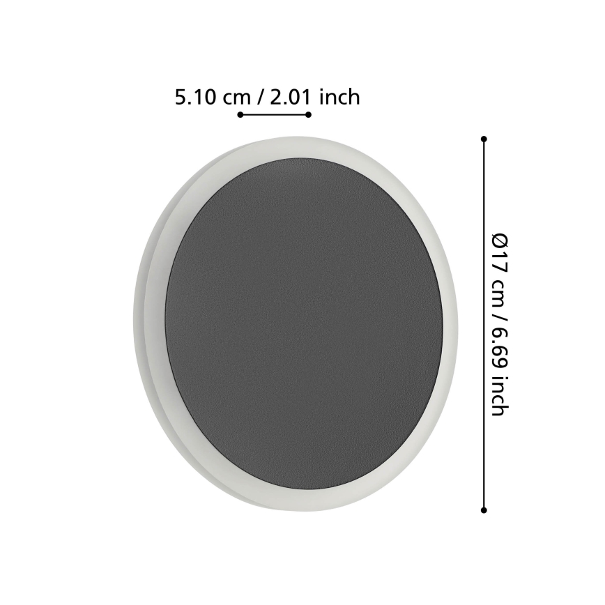 Eglo - LED Nástenné svietidlo LED/12W/230V 3000K pr. 17 cm čierna