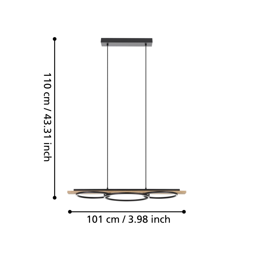 Eglo - LED Stmievateľný luster na lanku 2xLED/12,5W/230V+1xLED/15,5W 3000K béžová/čierna