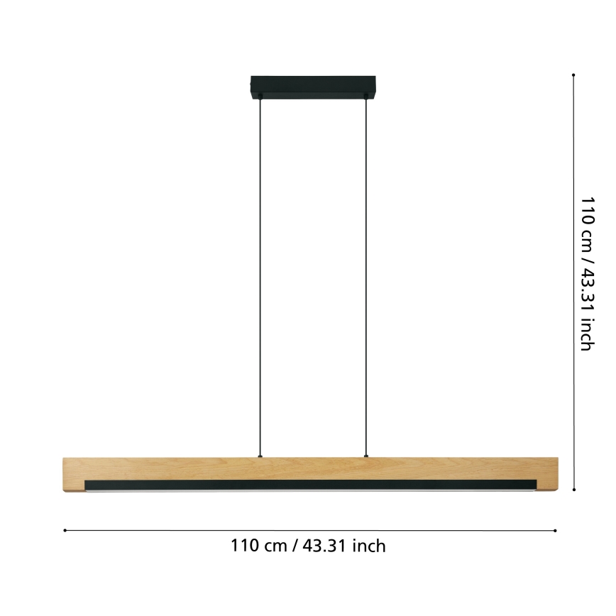 Eglo - LED Stmievateľný luster na lanku LED/25,5W/230V 3000K čierna/béžová