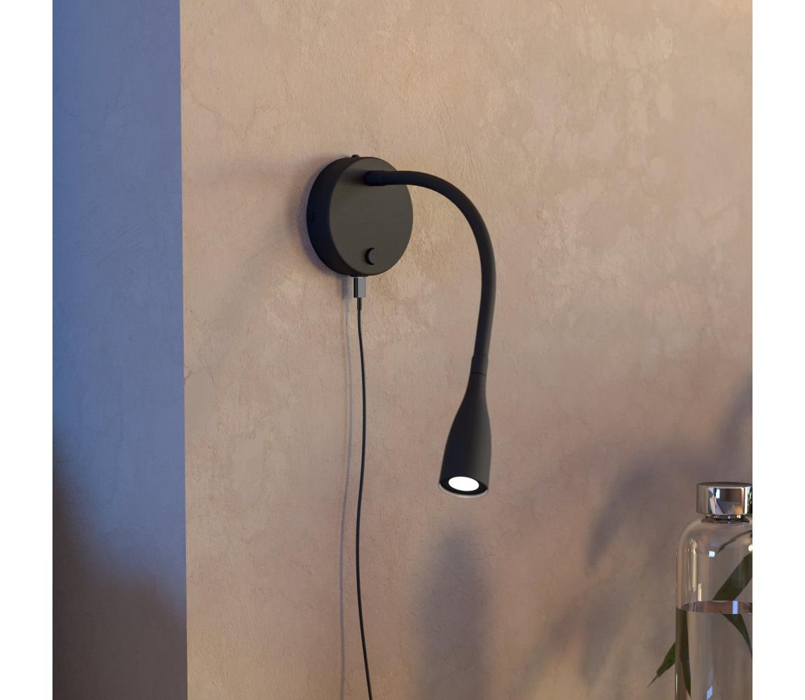 Eglo 901781 - LED flexibilná nástenná lampa s USB OLIVANDINO LED/3,8W/230V čierna 901781