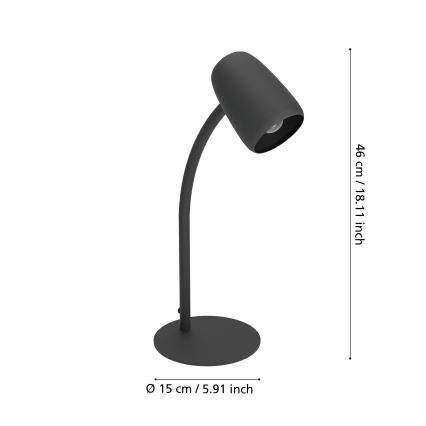 Eglo - Stolná lampa 1xE14/18W/230V čierna