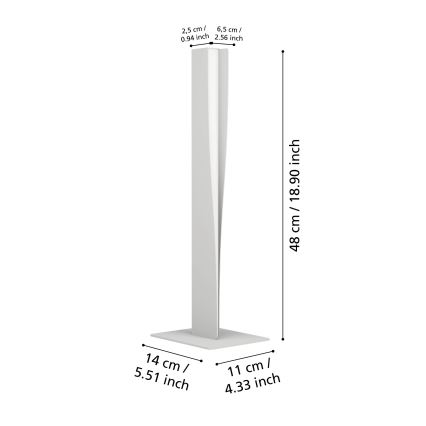 Eglo - stmievateľná stolná LED lampa RGBW, 9 W, 230 V, 2700–6500 K, sivá