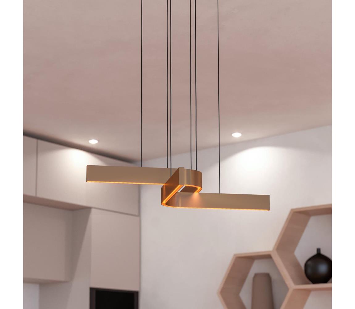 Eglo 901864 - LED RGBW stmievateľný závesný luster na lanku FOLCINO-Z 2xLED/18W/230V medená/čierna 901864
